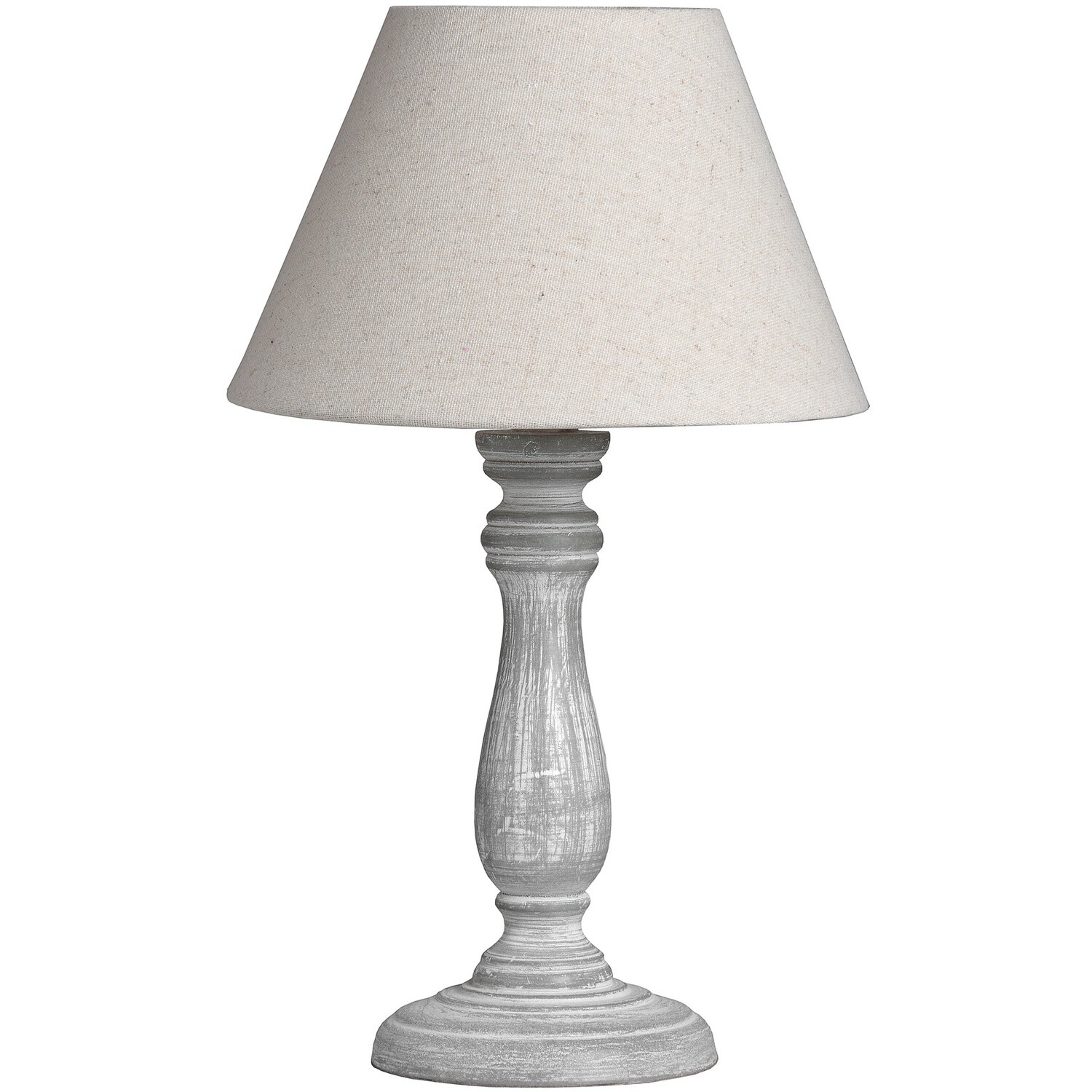 Grey Table Lamp with Linen Shade