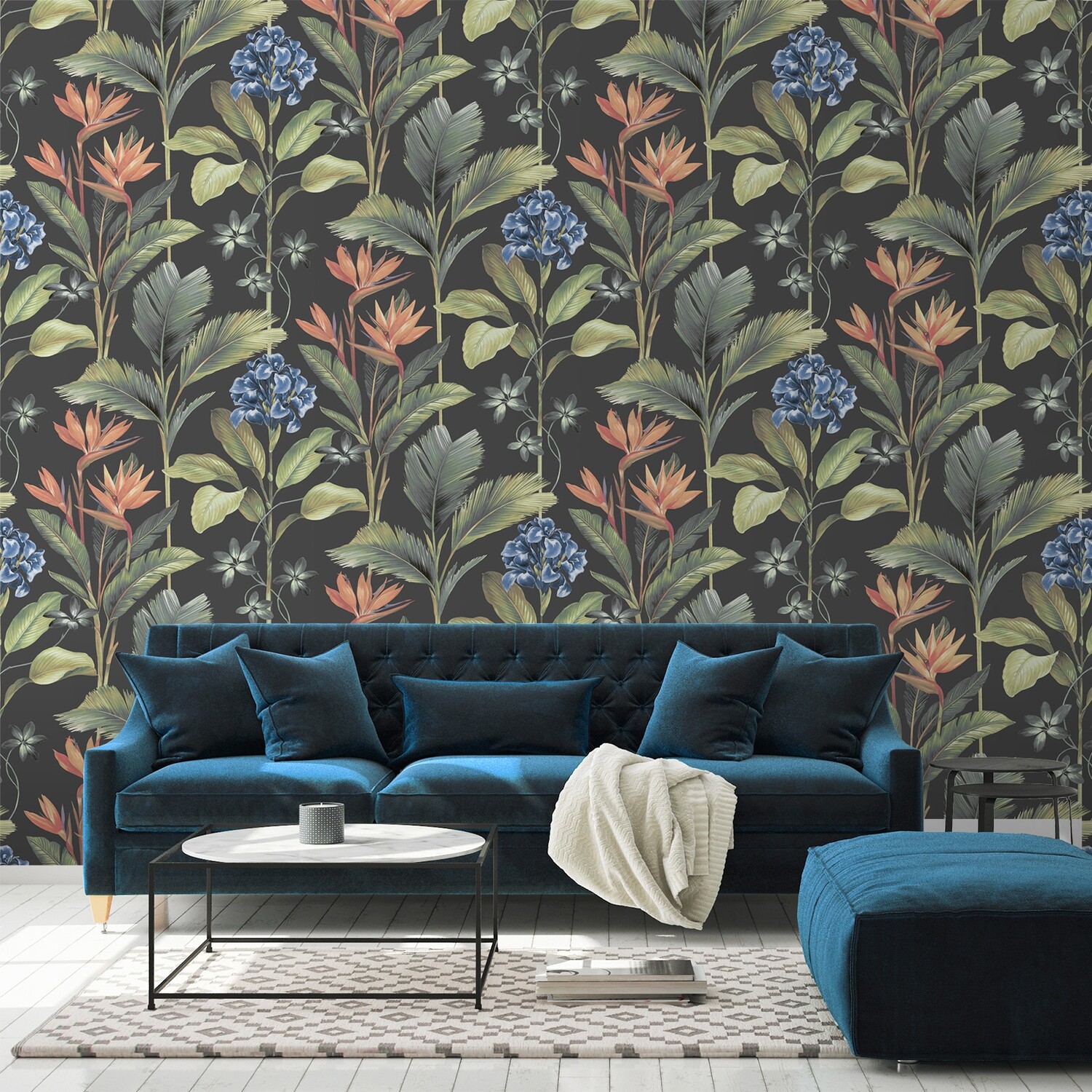 Oliana Floral Charcoal Wallpaper
