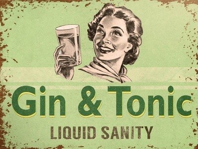 Gin & Tonic Liquid Sanity Metal Sign