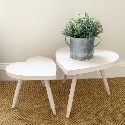 Heart Table with White Wash Finish