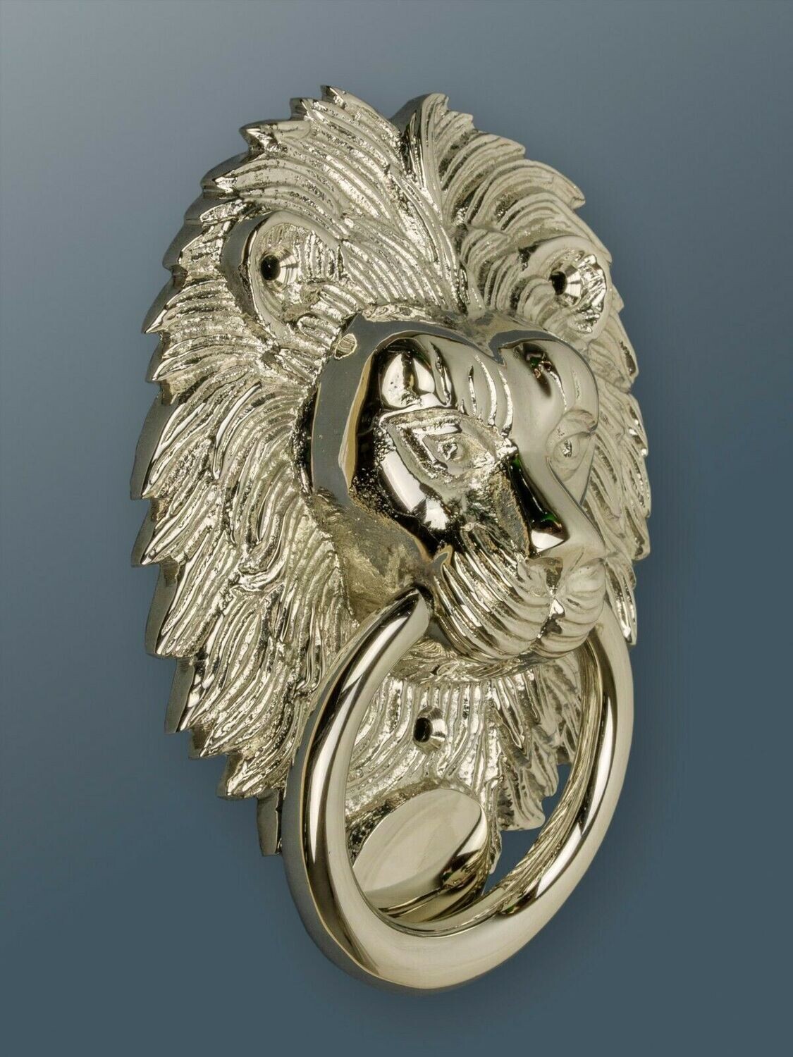 Brass Lion door knocker in Nickel Finish