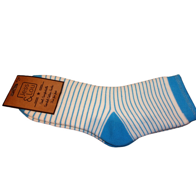 Cream & Turquoise Stripe Socks