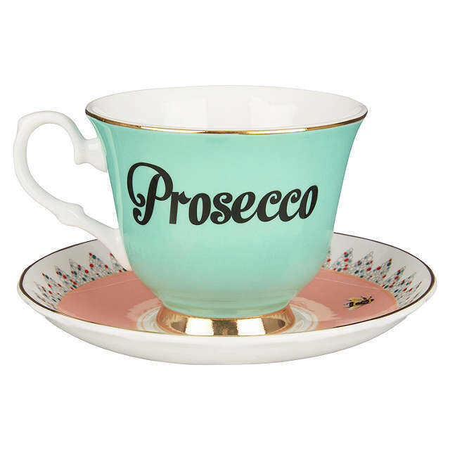 Prosecco Teacup & Saucer - Yvonne Ellen