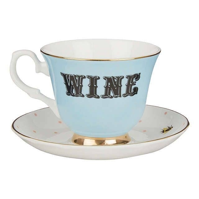 Wine Teacup & Saucer - Yvonne Ellen