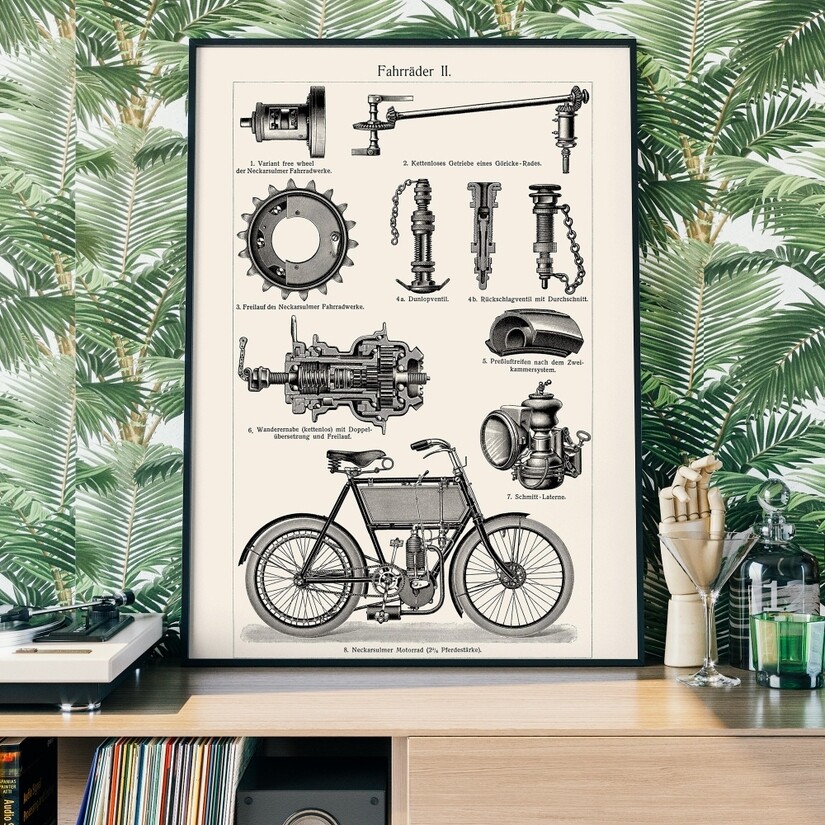 Bicycle Diagram Wall Art Print