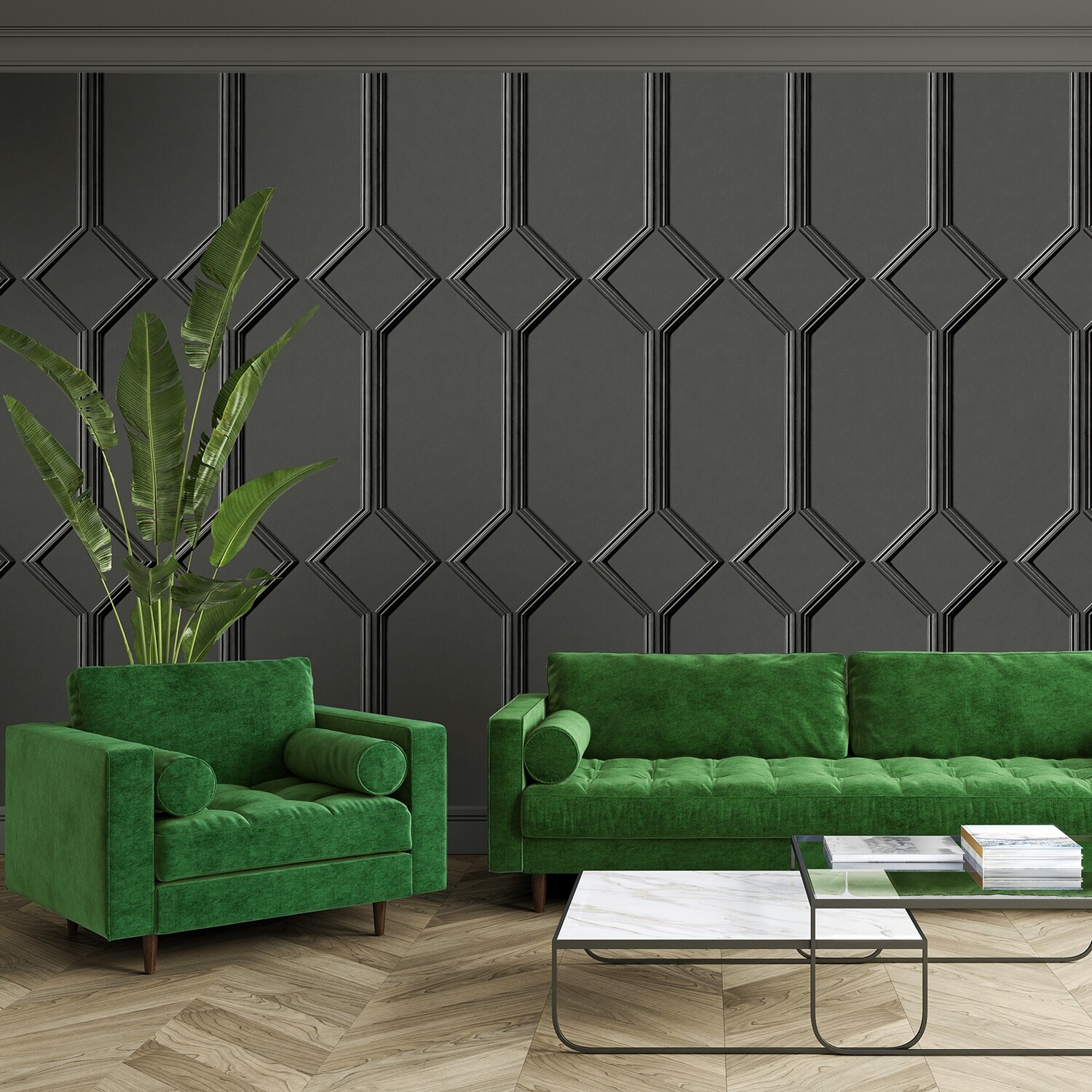Azzura Flat Panel Wallpaper -  Charcoal