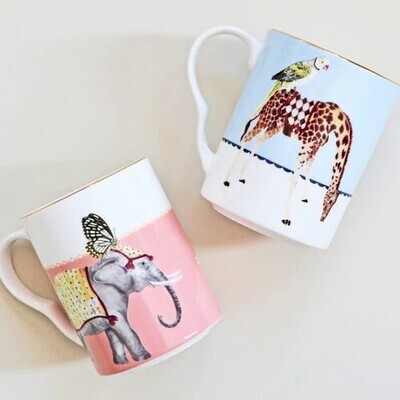 Carnival Giraffe & Elephant Mug Set - Yvonne Ellen