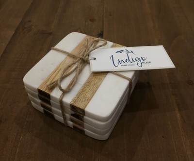 Marble & Timber Coaster Set (4 included) Marble & Timber Coaster Set (4 included)