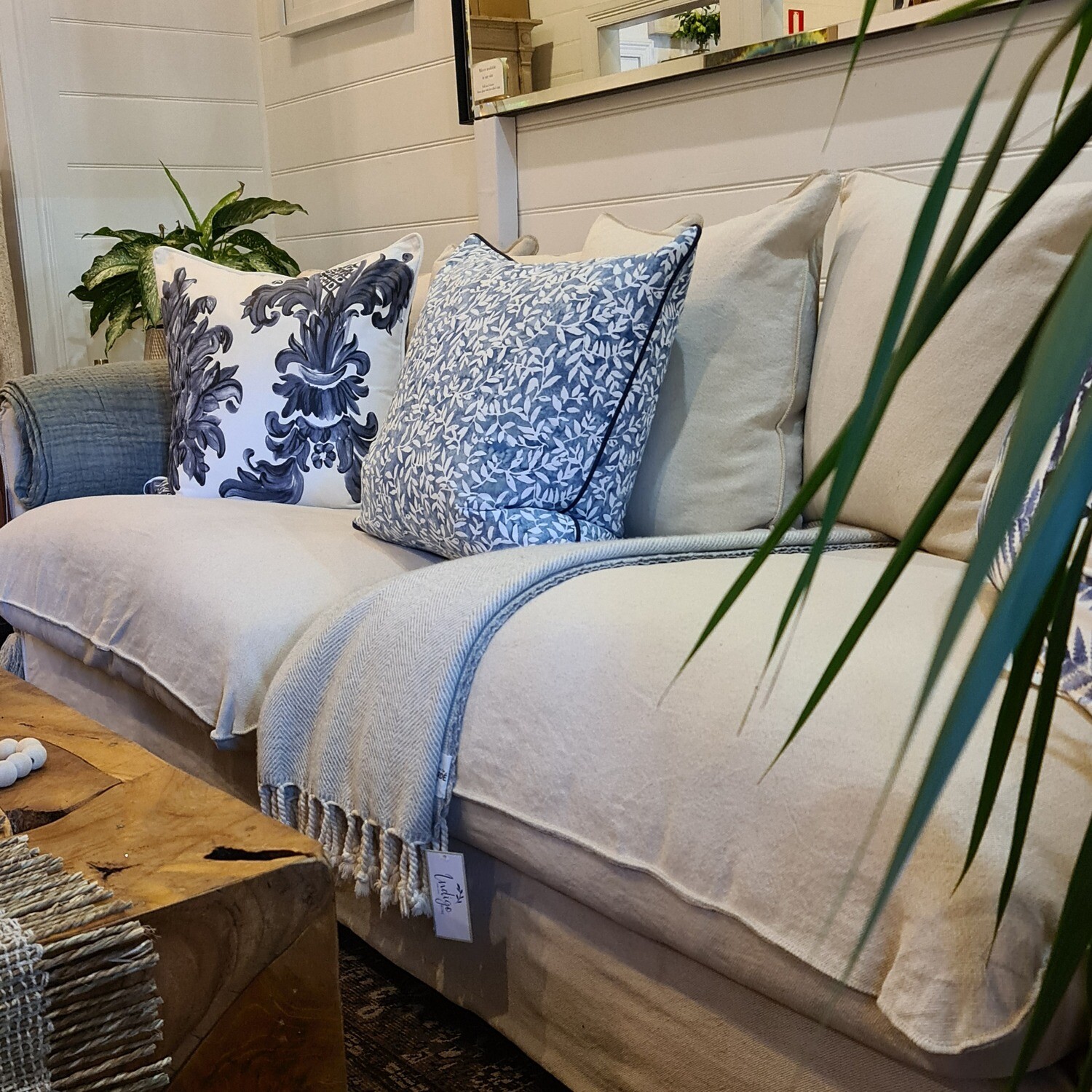 Singita Linen Slip &#39;3 Seater&#39; Sofa Lounge