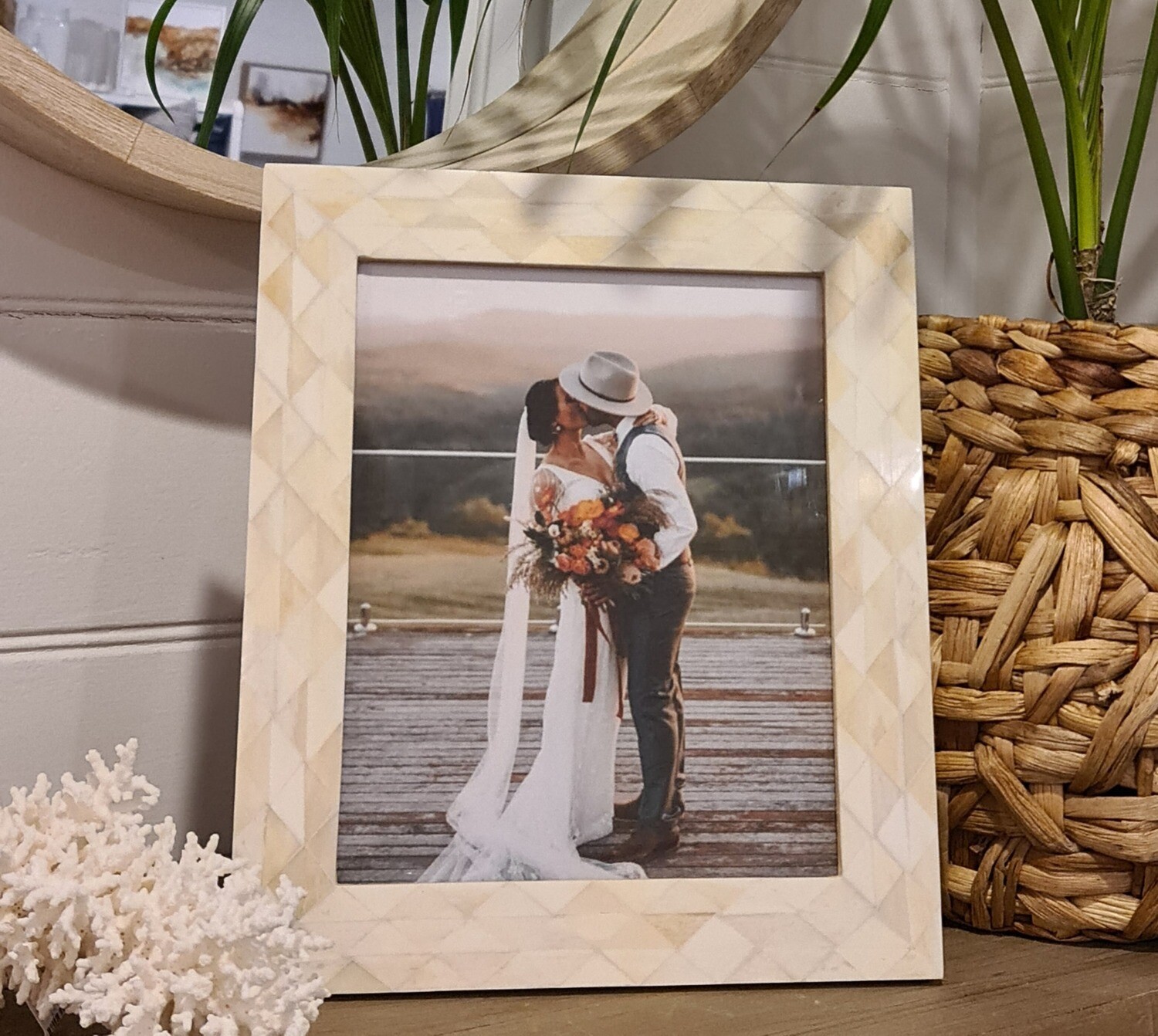 Ivory Triangle Pattern Bone Frame 10 x 8 inch