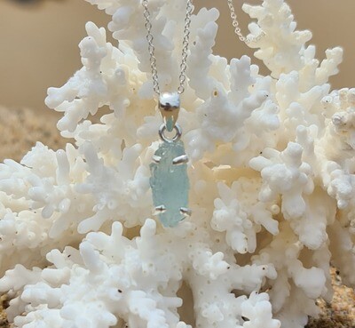 Aquamarine Rough Cut Pendant Necklace