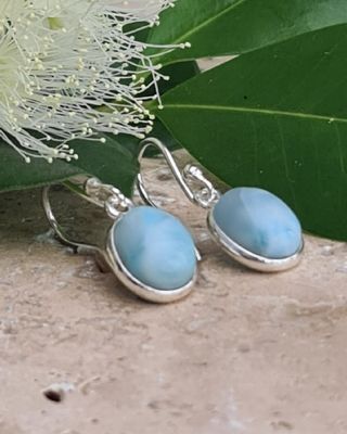 Katie Larimar Oval Drop Earrings