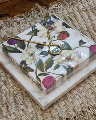 Marble / Brass Napkin Holder