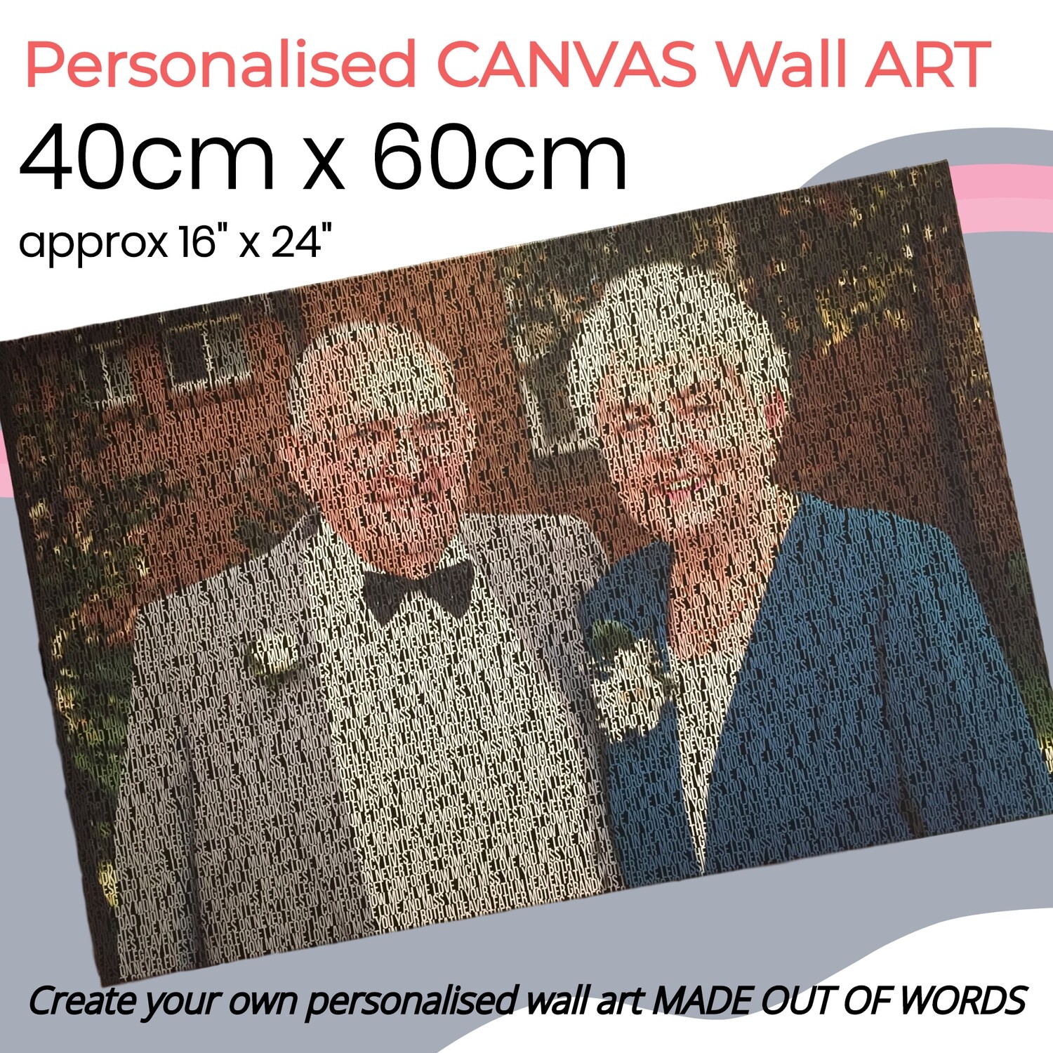 40cm x 60cm (16&quot; x 24&quot;) CANVAS PERSONALISED WALL ART