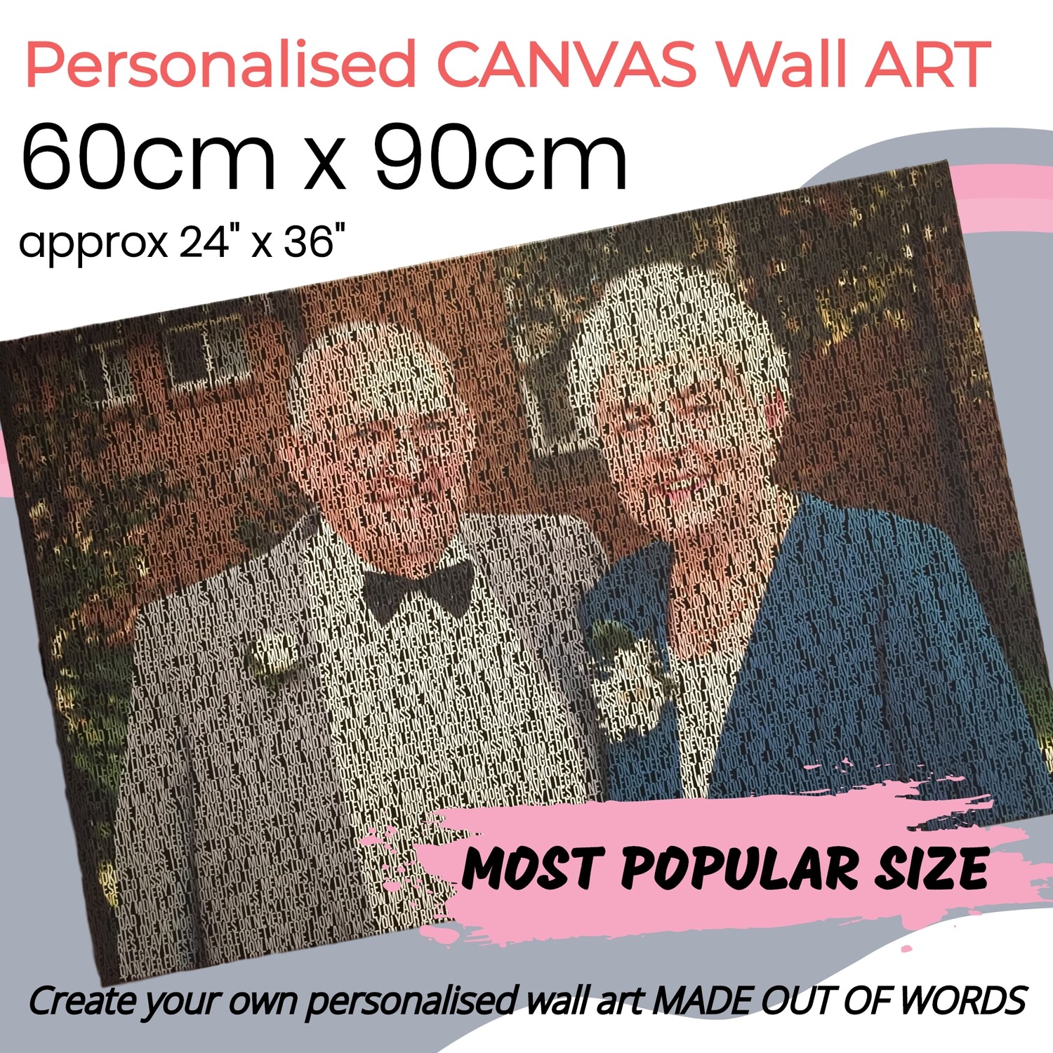 60cm x 90cm (24&quot; x 36&quot;) CANVAS PERSONALISED WALL ART