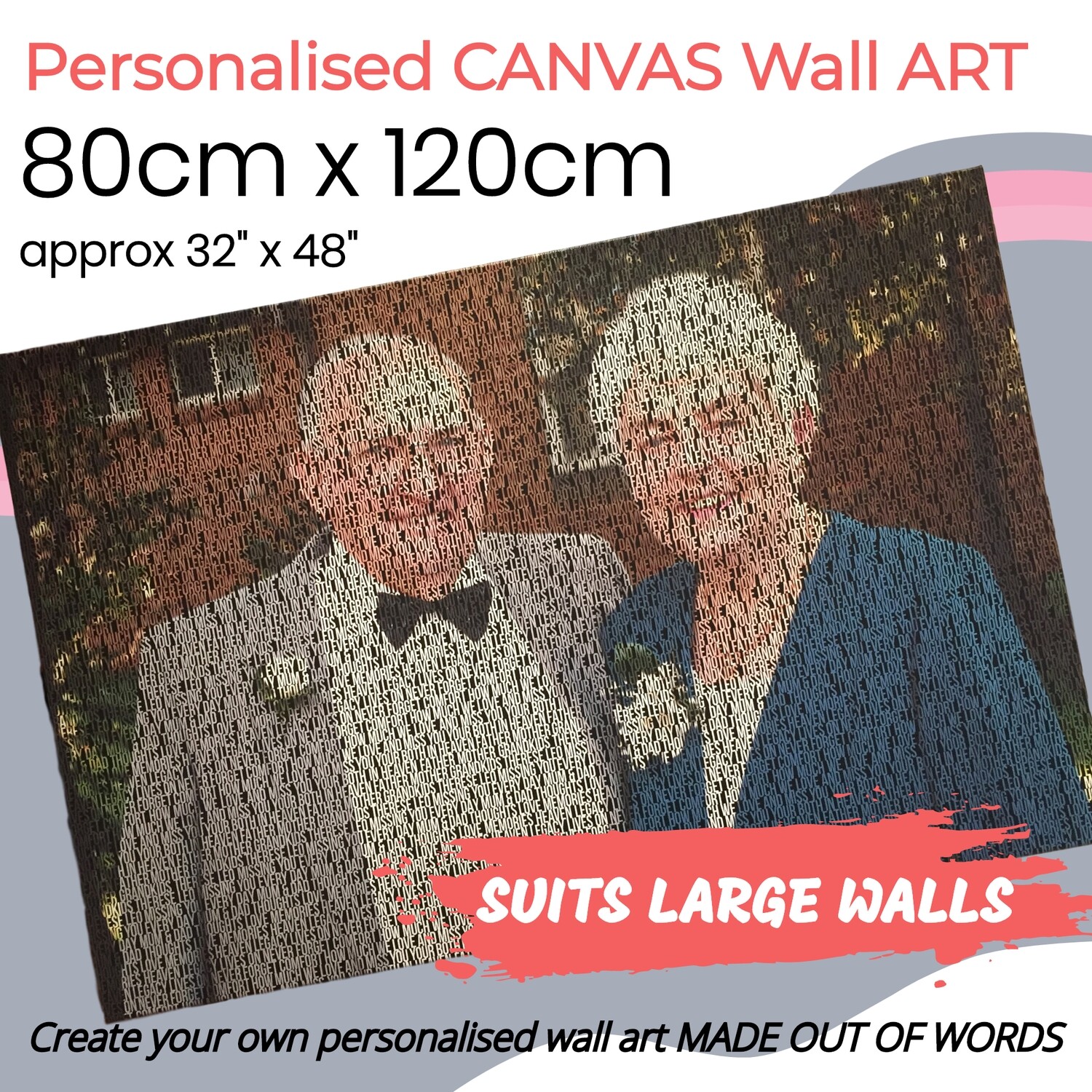80cm x 120cm (32&quot; x 48&quot;) CANVAS PERSONALISED WALL ART