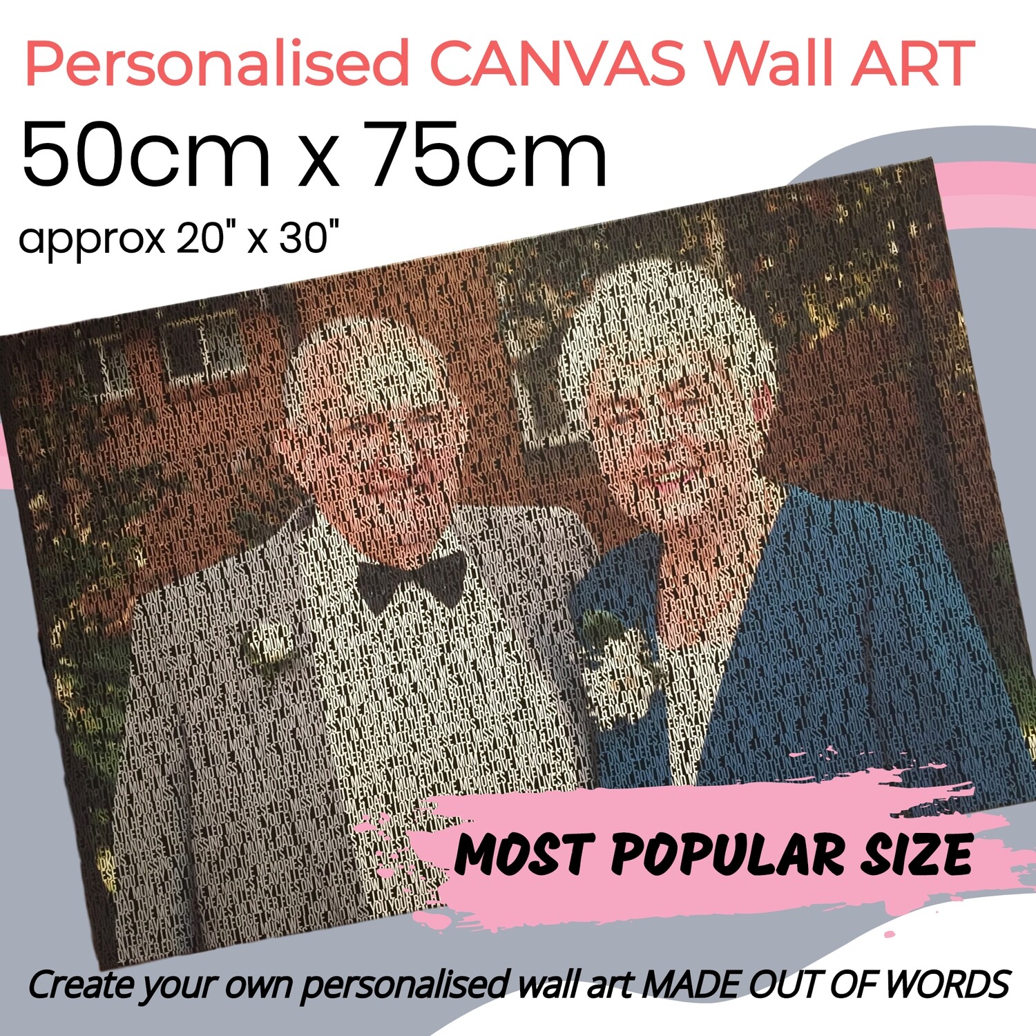 50cm x 75cm (20&quot; x 30&quot;) CANVAS PERSONALISED WALL ART