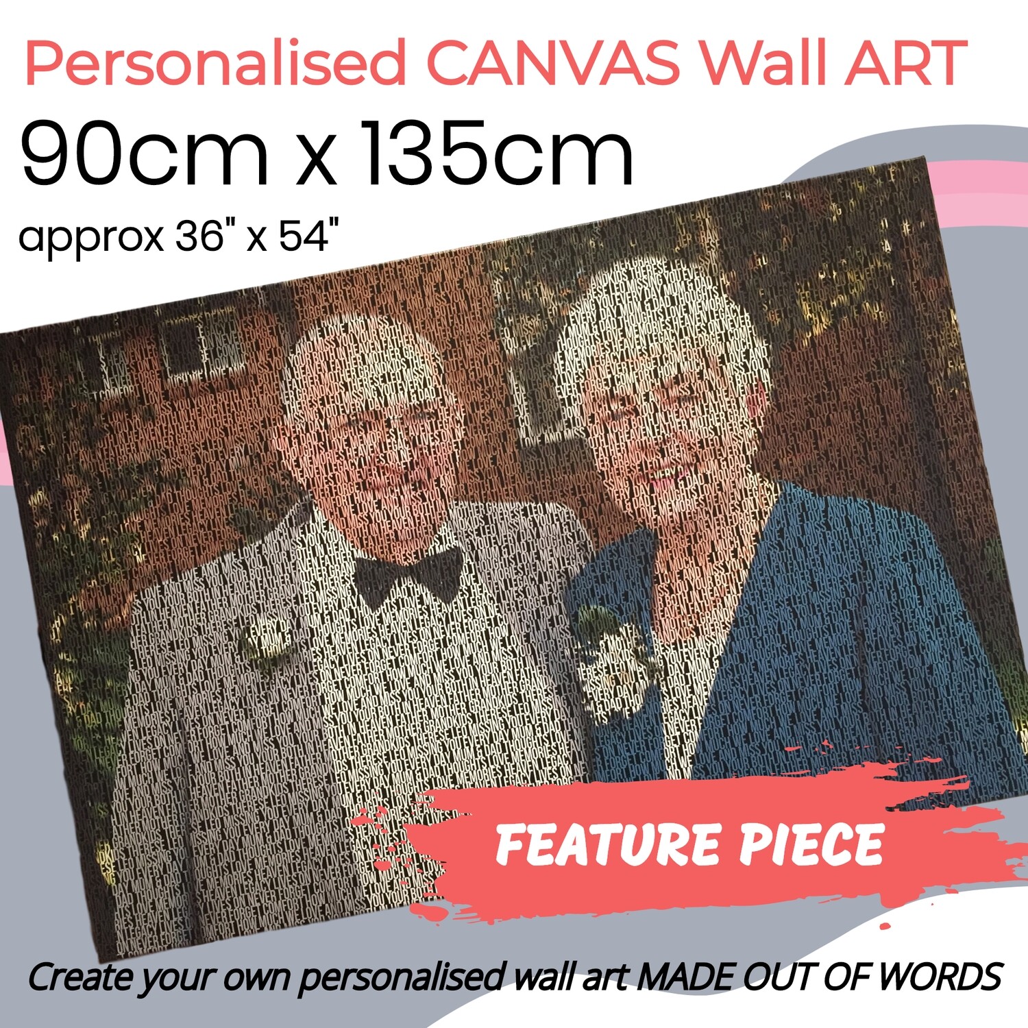 90cm x 135cm (36&quot; x 54&quot;) CANVAS PERSONALISED WALL ART
