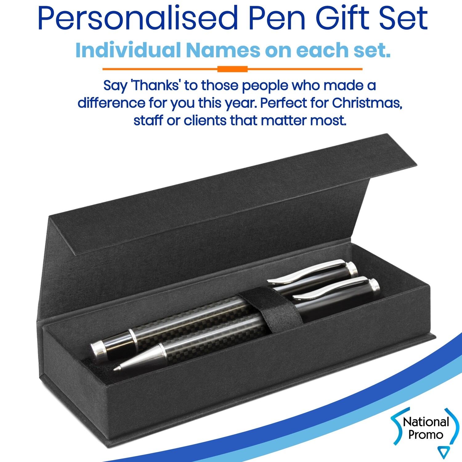 PERSONALISED CARBON FIBRE 2 PEN SETS