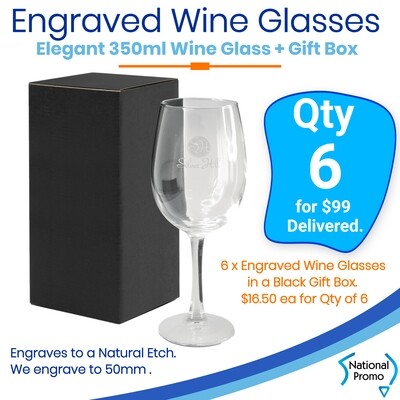 6x Wine Glasses with gift box
