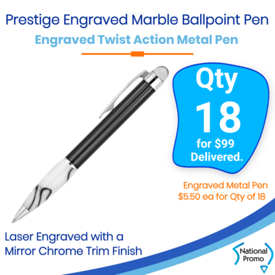 18x Prestige Engraved Marble Ballpoint Pens