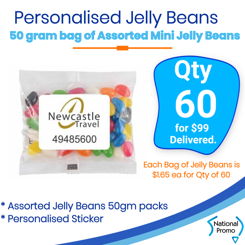 60 x personalised ASSORTED BAGS OF JELLY BEANS