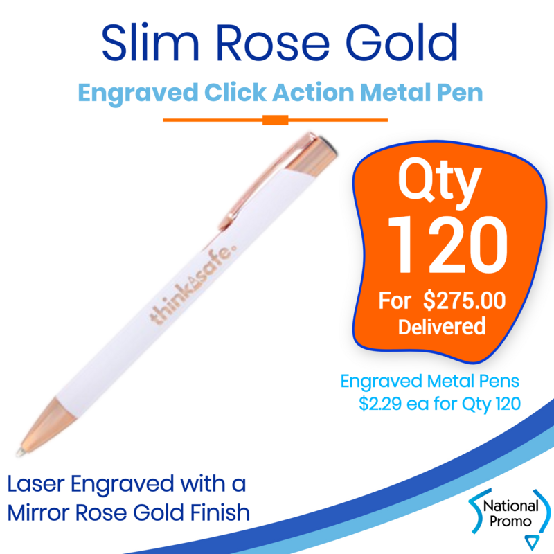 120x Slim Rose Gold Engraved Pens