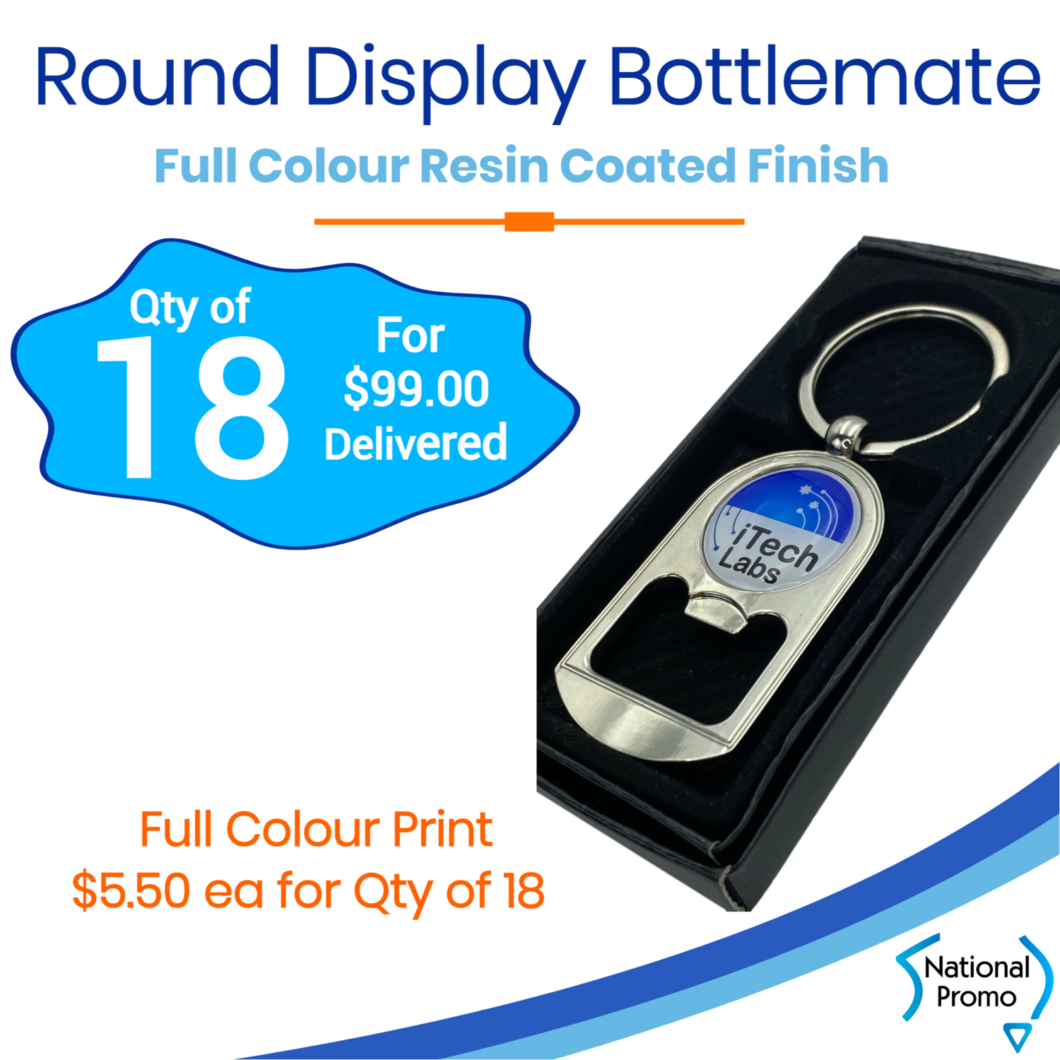 18x Round Display Bottlemate Keyrings