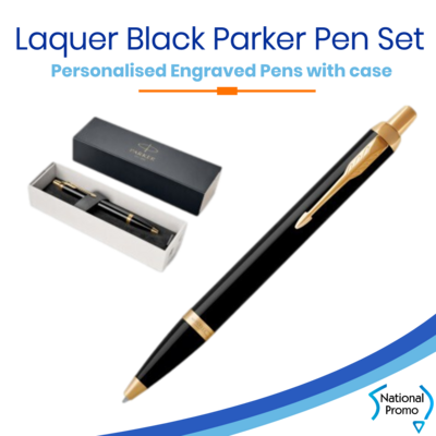 PARKER PEN LACQUER BLACK w GOLD TRIM
