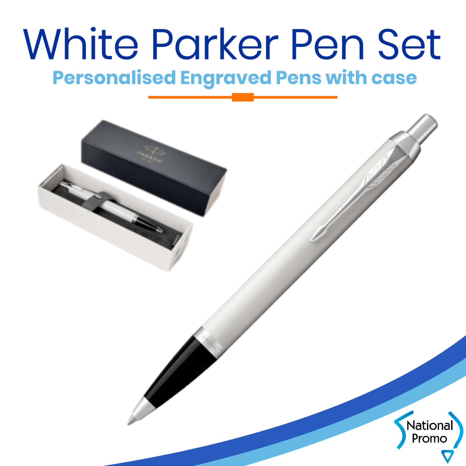 PARKER PEN WHITE w CHROME TRIM