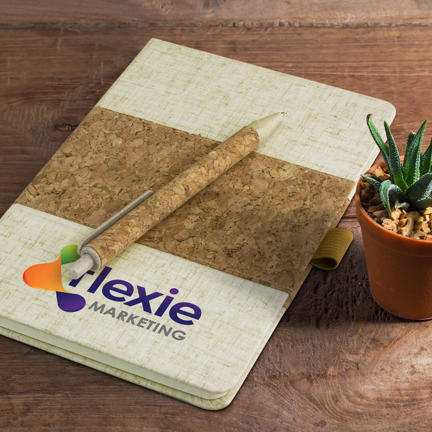 ECO &#39;CORK &amp; COTTON&#39; A5 NOTEBOOK &amp; PEN