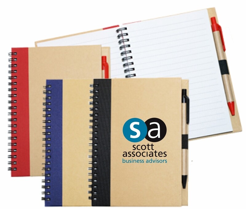 WIRO BOUND RECYCLED BOARD A5 NOTEBOOK &amp; PEN
