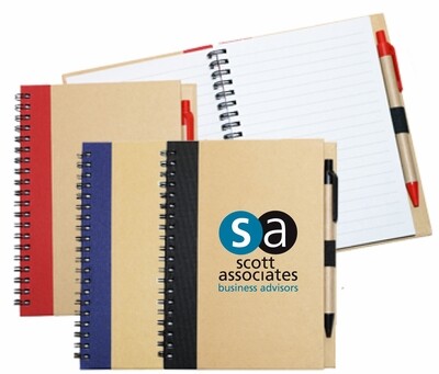WIRO BOUND RECYCLED BOARD A5 NOTEBOOK &amp; PEN