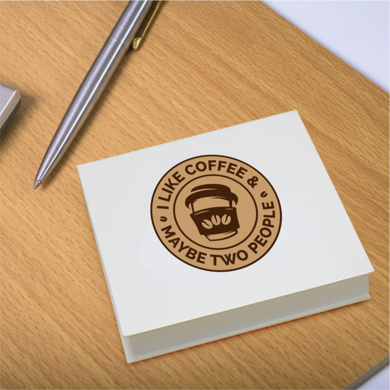 100 Page Sticky Notepad with Hard Cover &gt; I Like Coffee &amp; Two People