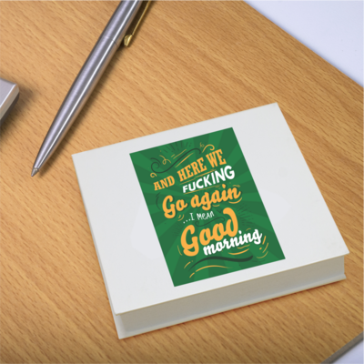 100 Page Sticky Notepad with Hard Cover &gt; Here We Go Again!