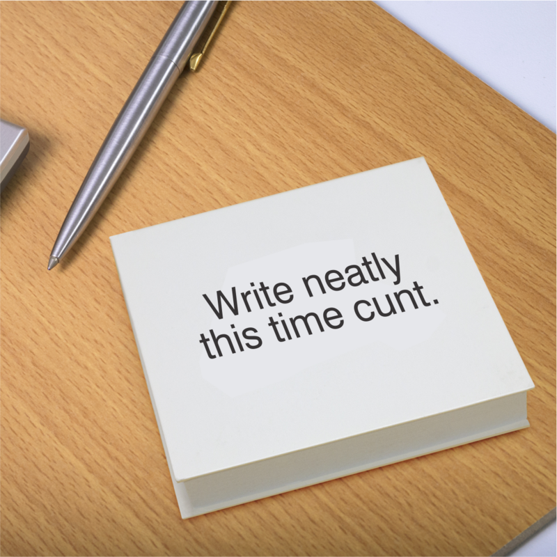 100 Page Sticky Notepad with Hard Cover &gt; Write Neat This Time