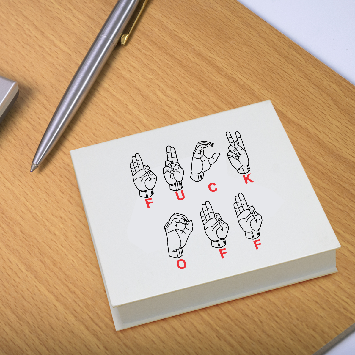100 Page Sticky Notepad with Hard Cover &gt; Sign Language F*CK OFF
