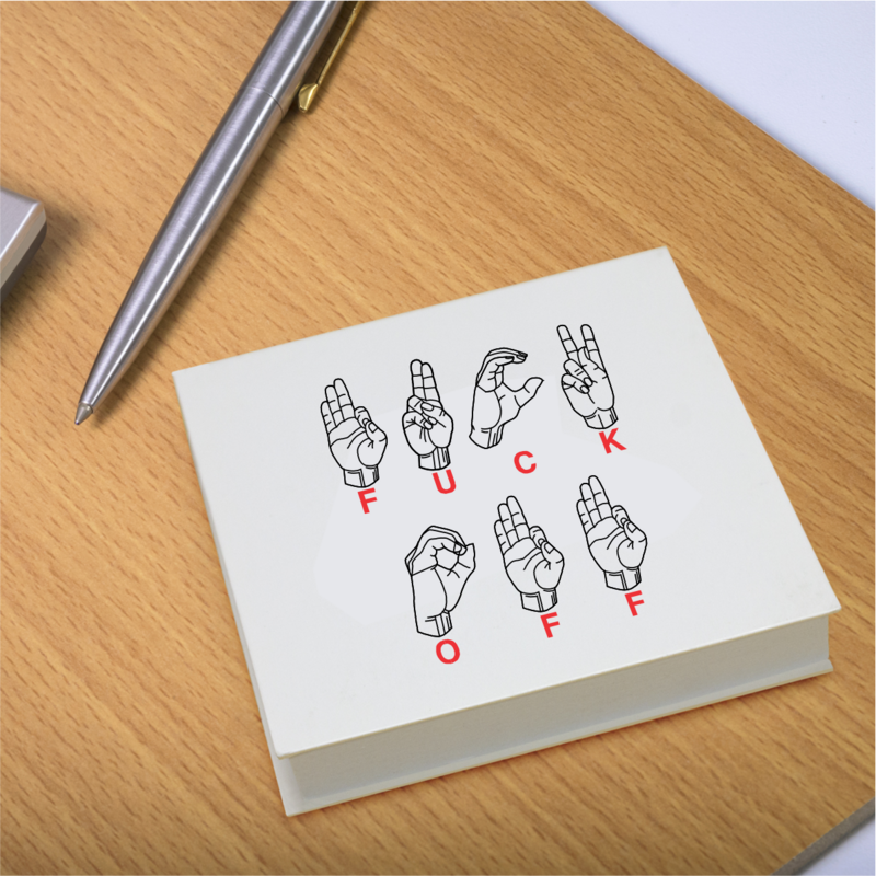 100 Page Sticky Notepad with Hard Cover &gt; Sign Language F*CK OFF