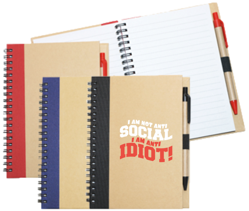 Wiro Bound Recycled A5 Notebook &amp; Pen &gt; I&#39;m Anti Idiot