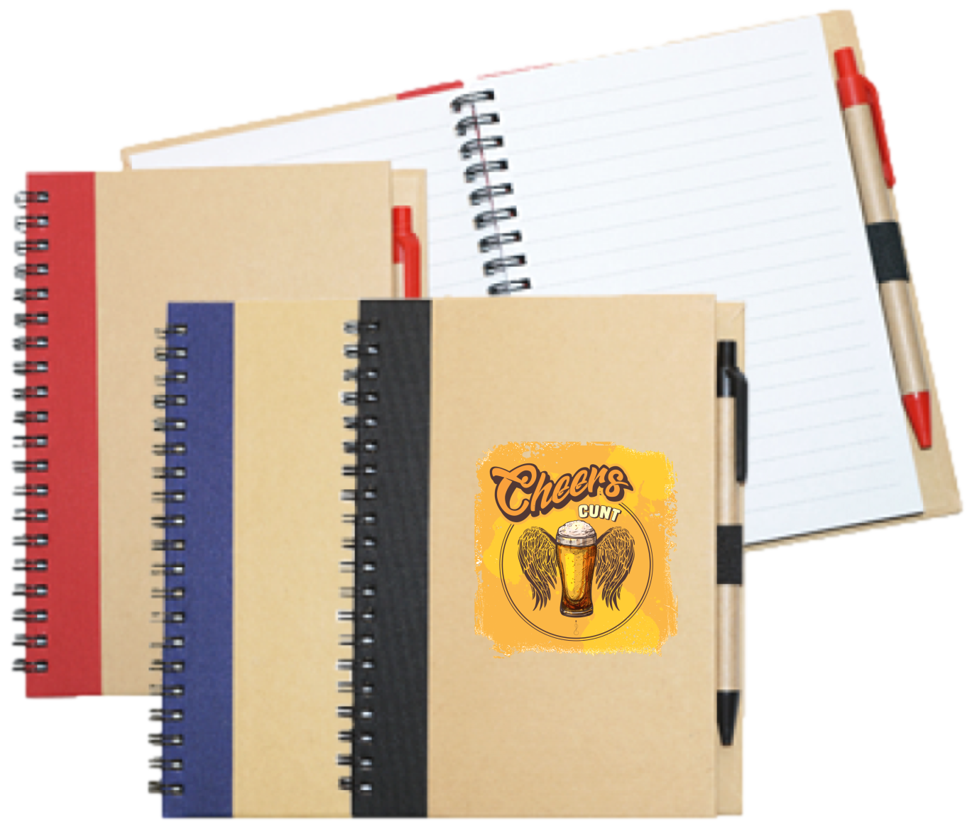 Wiro Bound Recycled A5 Notebook &amp; Pen &gt; Cheers C*nt