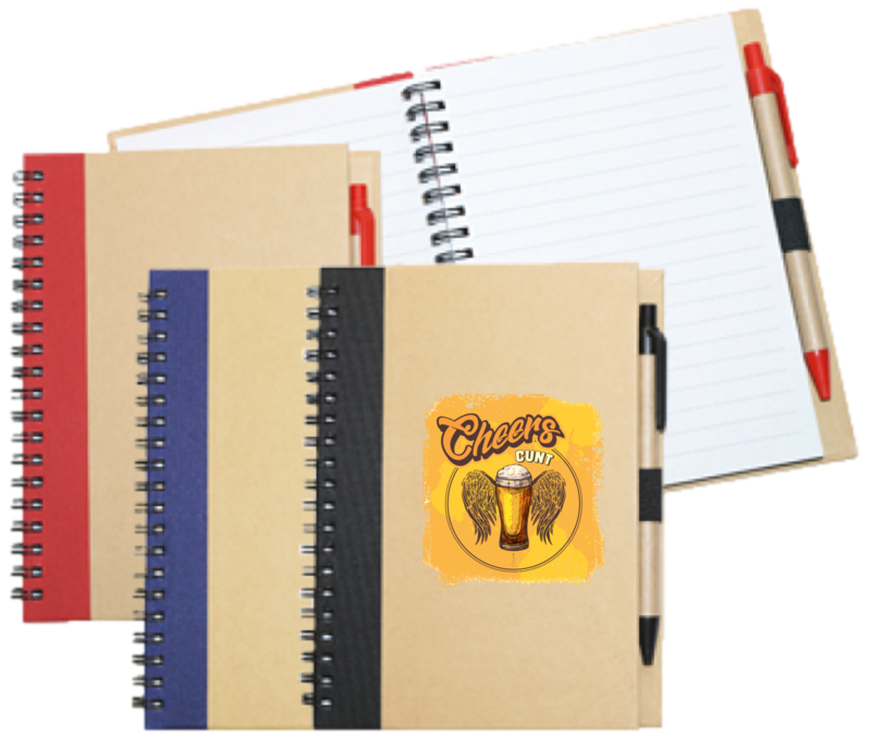 Wiro Bound Recycled A5 Notebook &amp; Pen &gt; Cheers C*nt