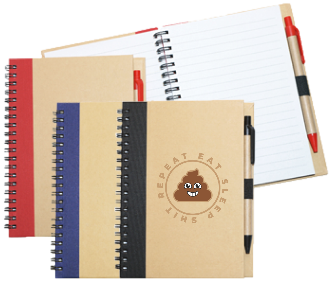 Wiro Bound Recycled A5 Notebook &amp; Pen &gt; Eat. Sleep. Shit. Repeat