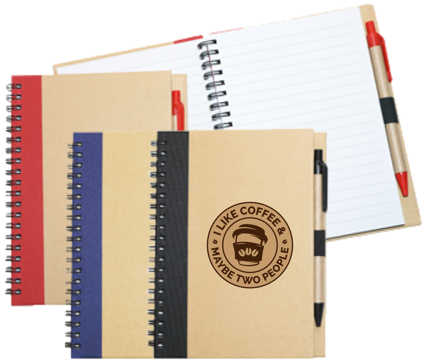 Wiro Bound Recycled A5 Notebook &amp; Pen &gt; I Like Coffee