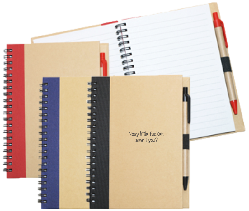 Wiro Bound Recycled A5 Notebook &amp; Pen &gt; Nosey Little F*cker Aren&#39;t You