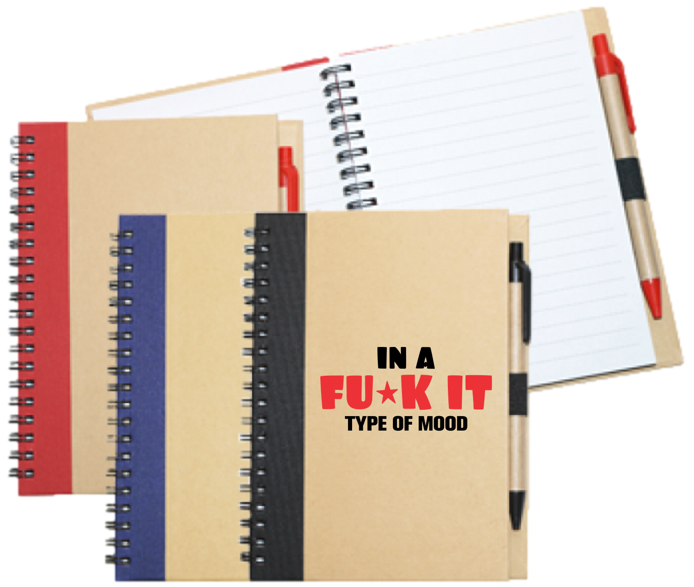 Wiro Bound Recycled A5 Notebook &amp; Pen &gt; In A F*ck It Mood