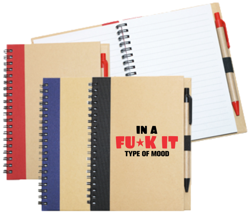 Wiro Bound Recycled A5 Notebook &amp; Pen &gt; In A F*ck It Mood