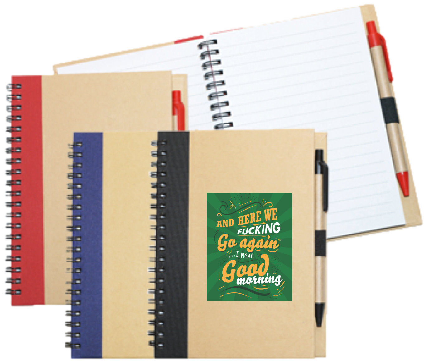 Wiro Bound Recycled A5 Notebook &amp; Pen &gt; Here We Go Again