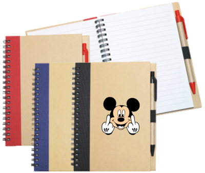 Wiro Bound Recycled A5 Notebook & Pen > Mickey's Finger Wiro Bound Recycled A5 Notebook & Pen > Mickey's Finger