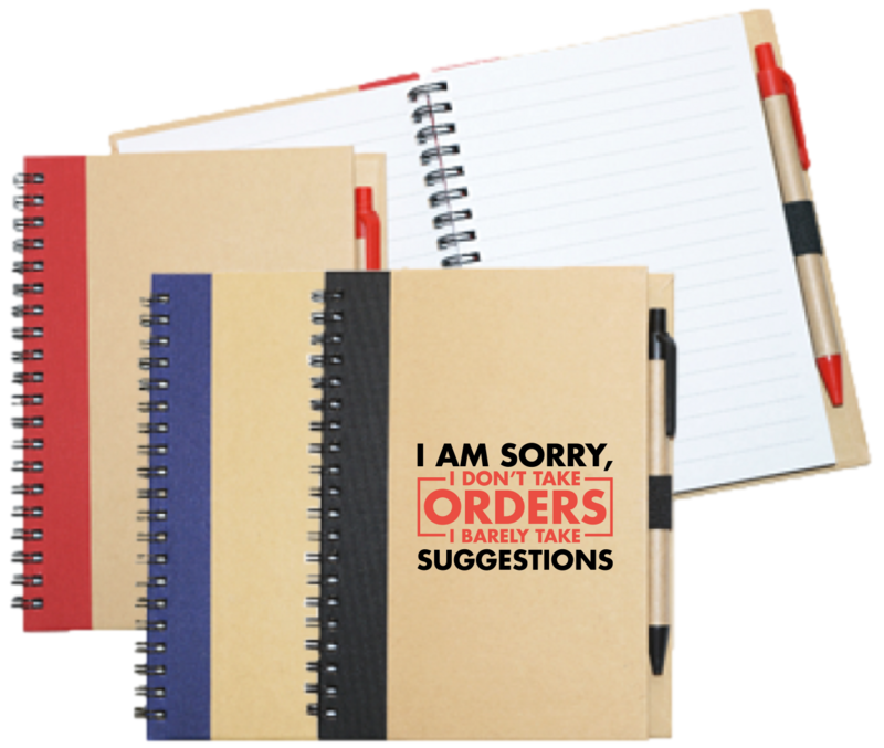 Wiro Bound Recycled A5 Notebook &amp; Pen &gt;I Only Take Suggestions!