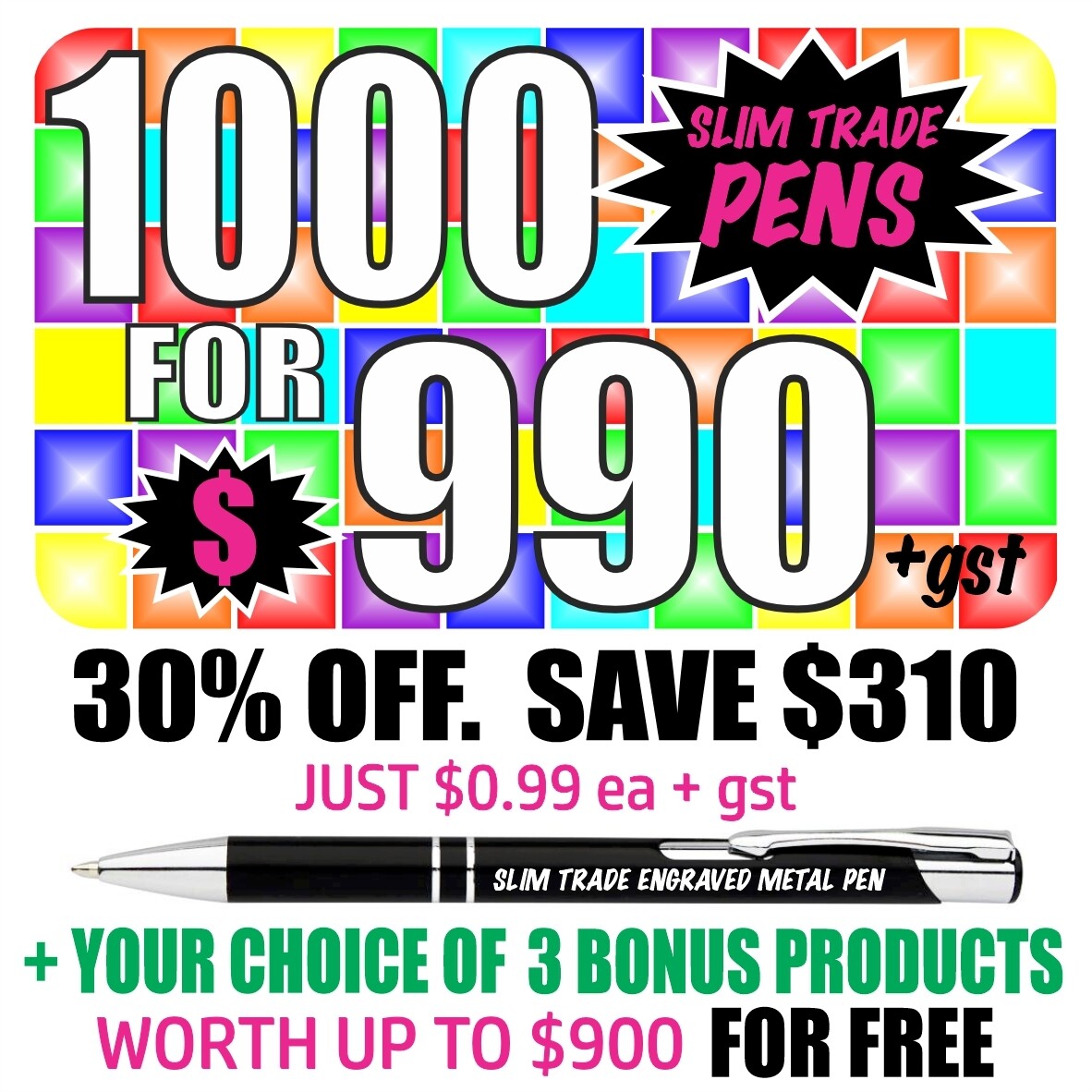 1000 Slim Trade Pens with &#39;Bonus Product Offer&#39;